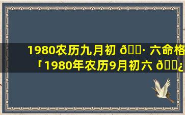 1980农历九月初 🌷 六命格「1980年农历9月初六 🌿 出生女一生命运」